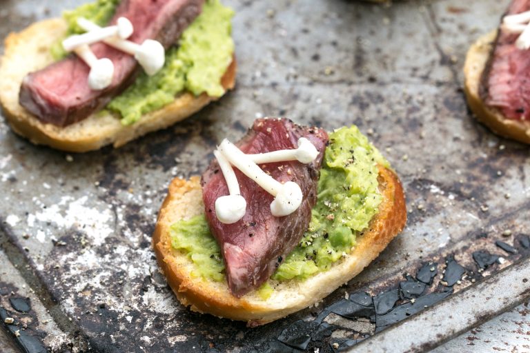 Hereford Beef Canapés with Truffle Pea Puree - Hereford Beef